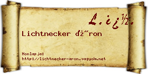 Lichtnecker Áron névjegykártya